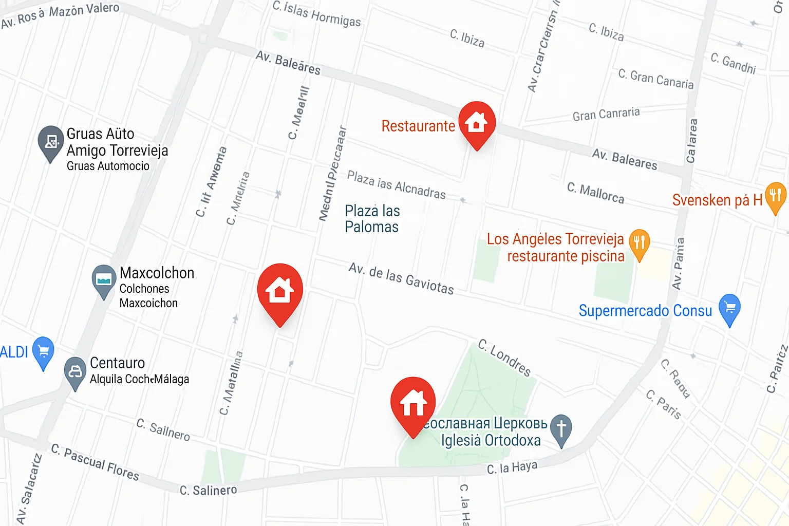 Mapa local con fichas inmobiliarias optimizadas